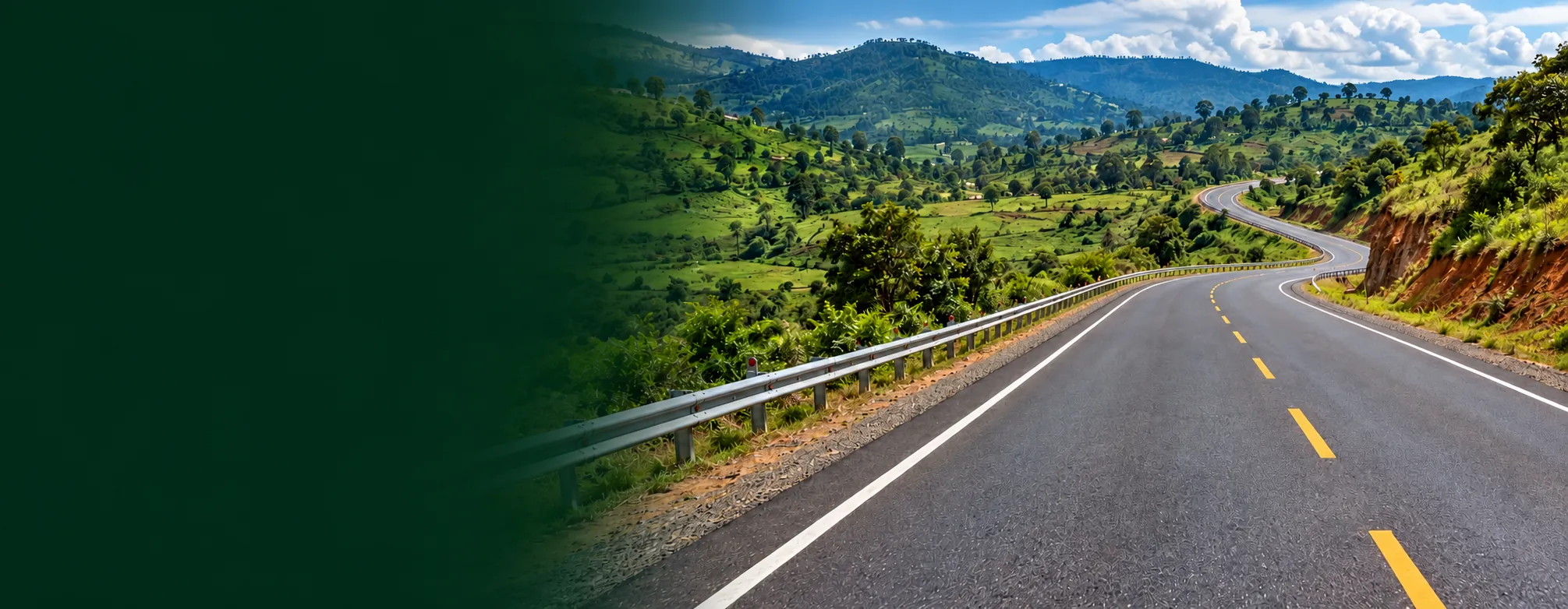 A road winding through green hills